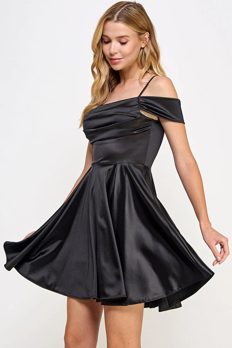 Shoulder Whisper Satin Mini Dress