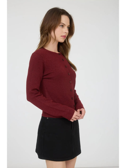 Burgundy Darling Button-Up Sweater Cardigan