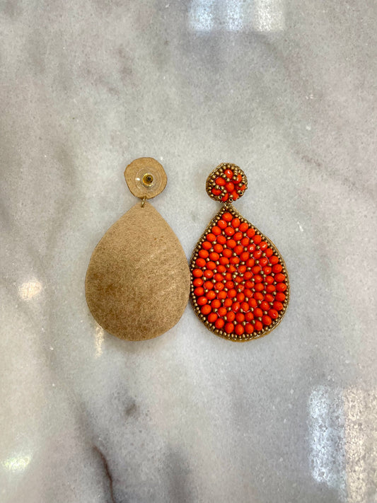 Orange Beaded Earrings image 1