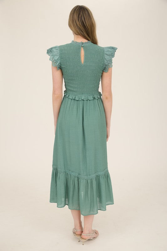 Pistachio Puff Midi Dress image 1
