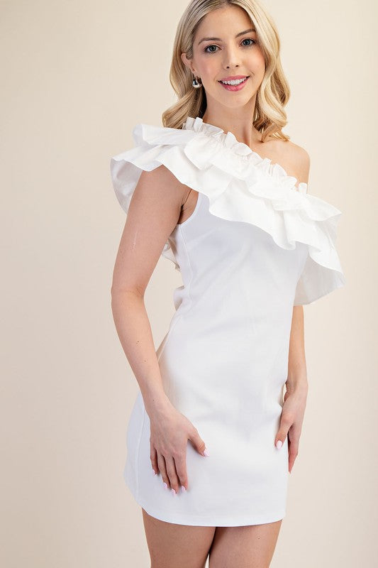 White Appeal One Shoulder Dress image 2