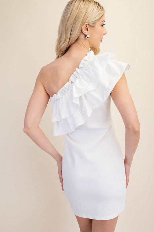 White Appeal One Shoulder Dress image 1