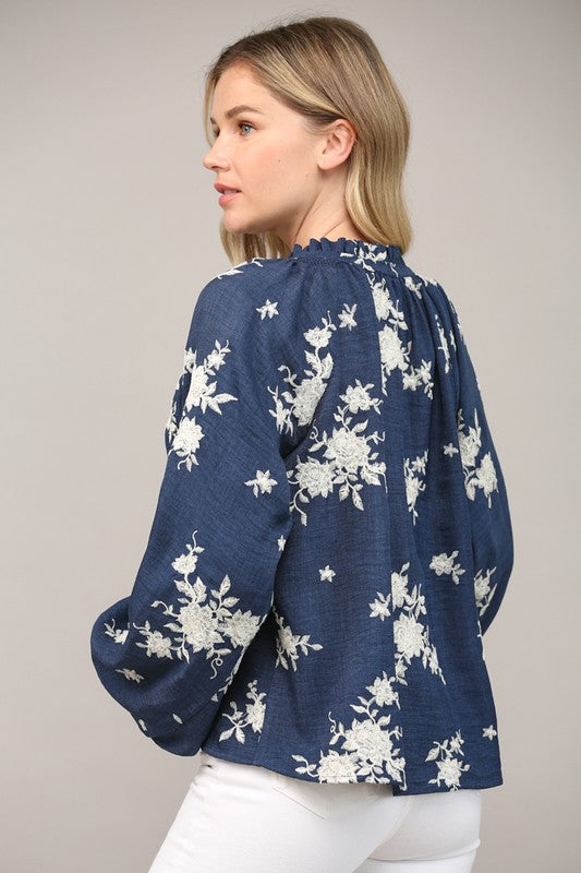 Navy Blossom Blouse image 1