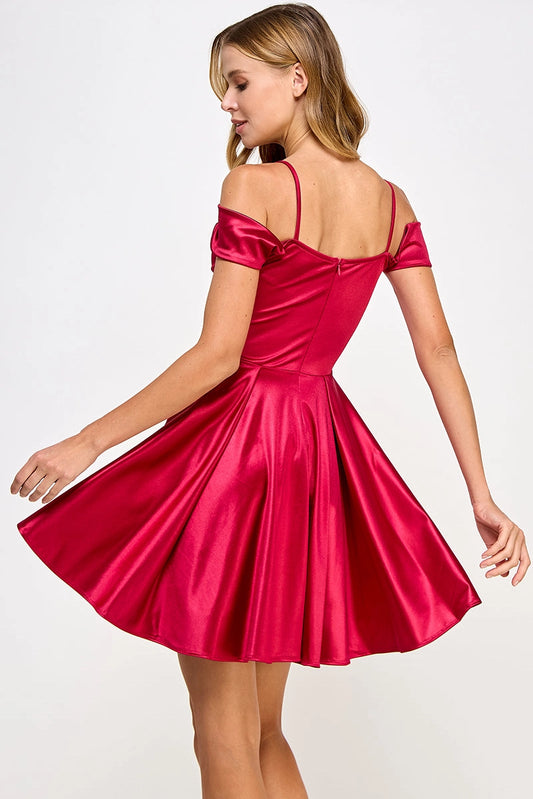 Shoulder Whisper Satin Mini Dress