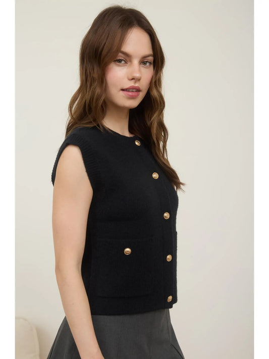 Georgina Button-Up Sweater Top