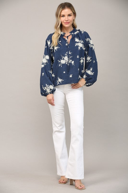 Navy Blossom Blouse image 3