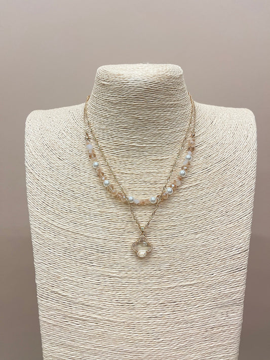 Pearl and Crystal Lucky Necklace image 1