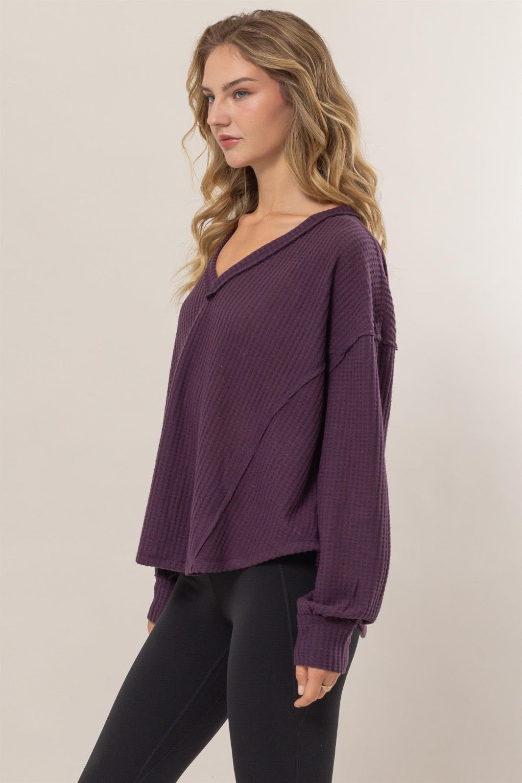 Relaxed Waffle Knit Top image 3