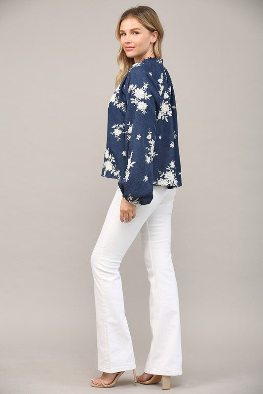 Navy Blossom Blouse image 5