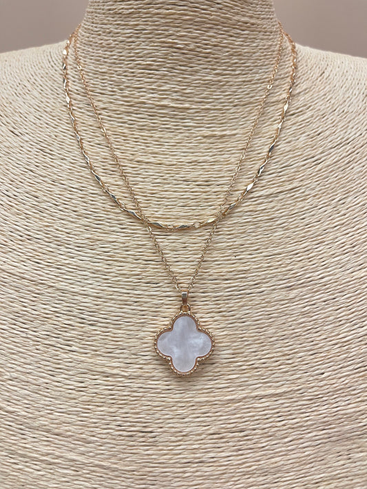 Mother of Pearl Clover Necklace image 1