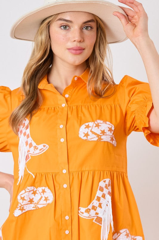 Howdy Day Babydoll Button up Dress image 2