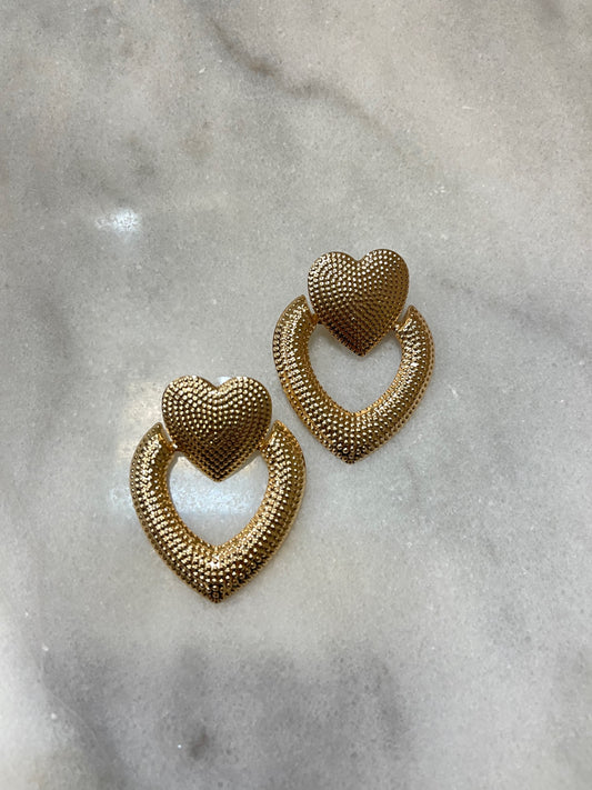 Golden Heart Chunky Earrings image 0