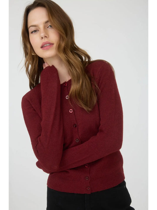 Burgundy Darling Button-Up Sweater Cardigan