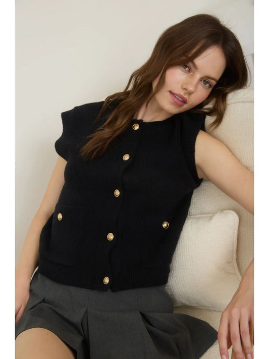 Georgina Button-Up Sweater Top