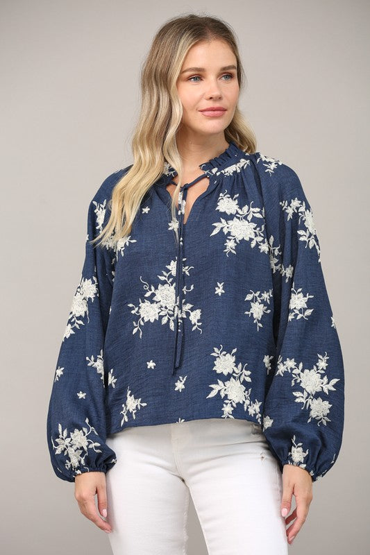 Navy Blossom Blouse image 0