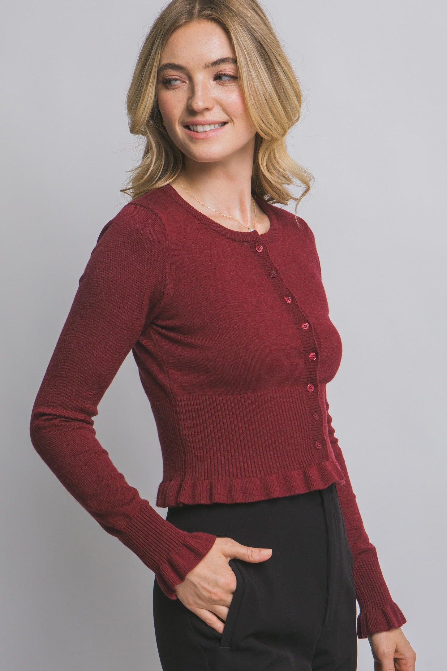 The Little Things Ruffled Sweater Cardigan