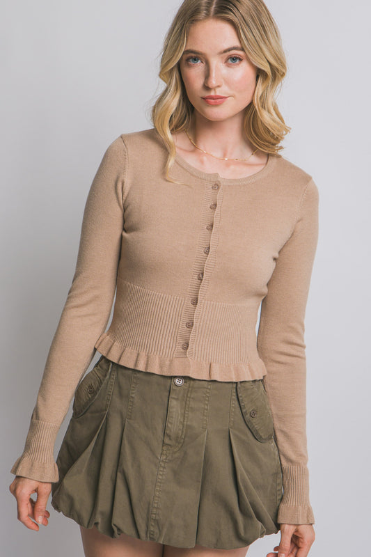 The Little Things Ruffled Sweater Cardigan