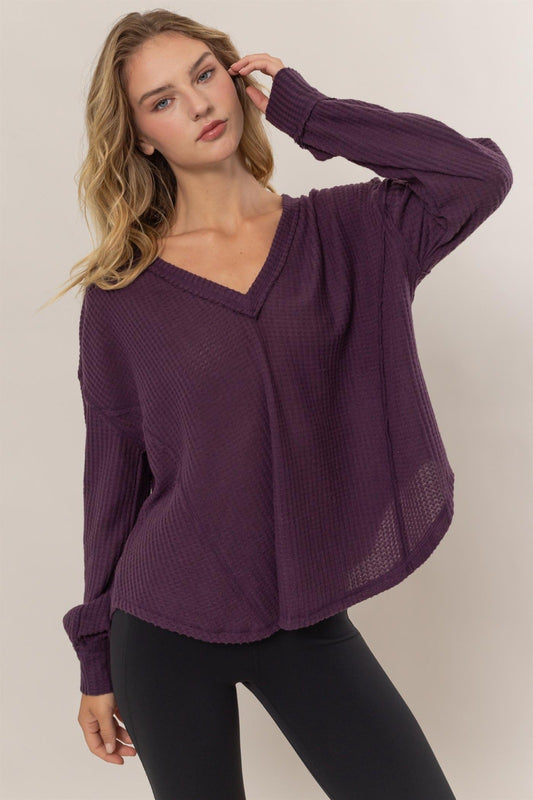 Relaxed Waffle Knit Top image 0