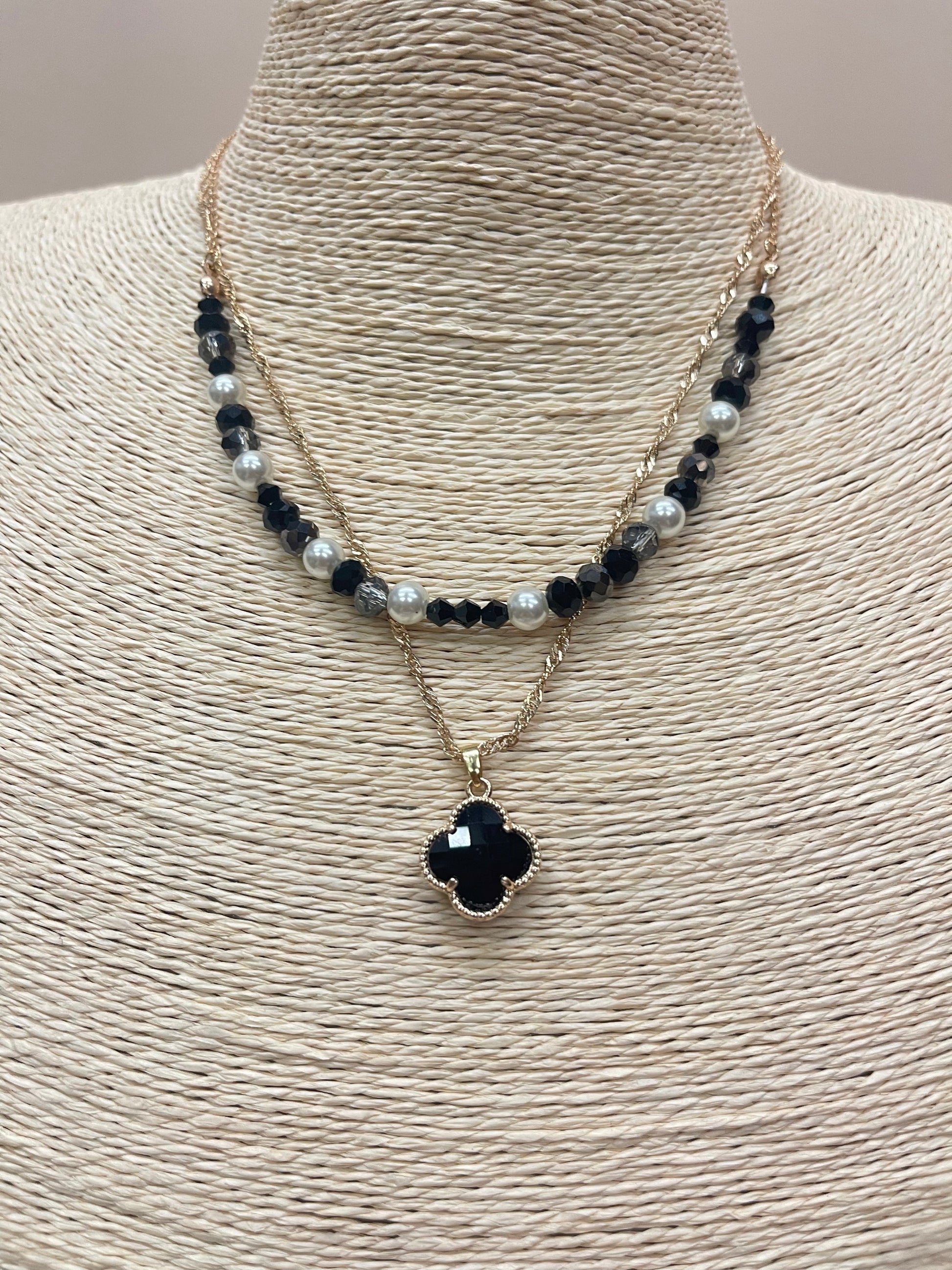 Pearl and Crystal Lucky Necklace image 4