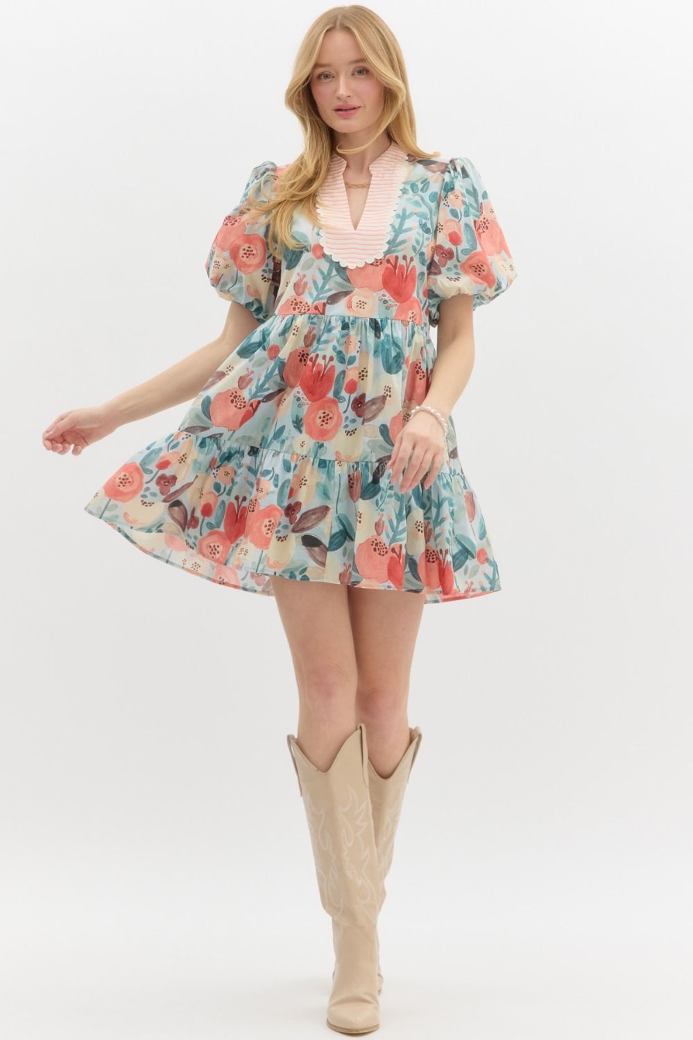 For Good Measure Ivory Cotton Puff Sleeve Dress image 2
