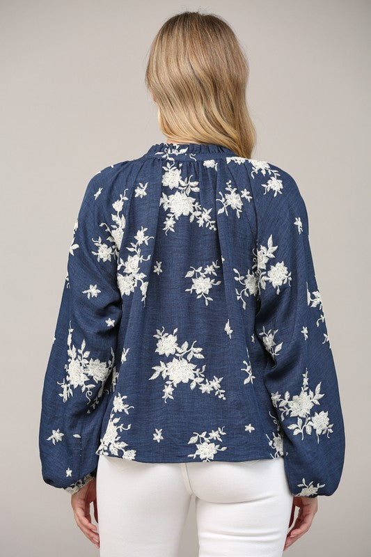 Navy Blossom Blouse image 7