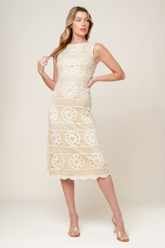 Nude Lace Midi Dress image 0
