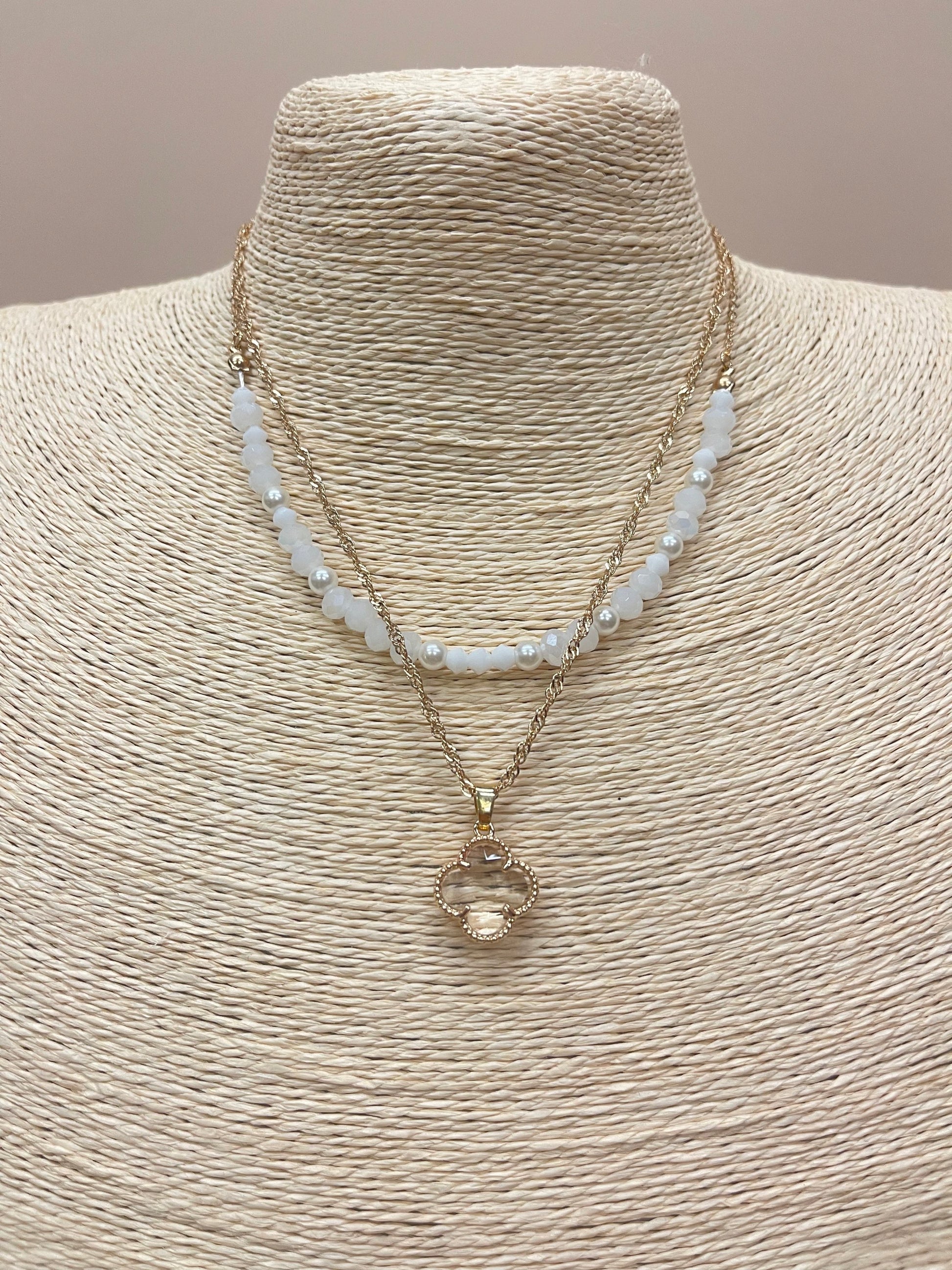Pearl and Crystal Lucky Necklace image 0