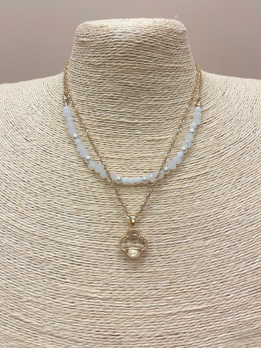 Pearl and Crystal Lucky Necklace image 0