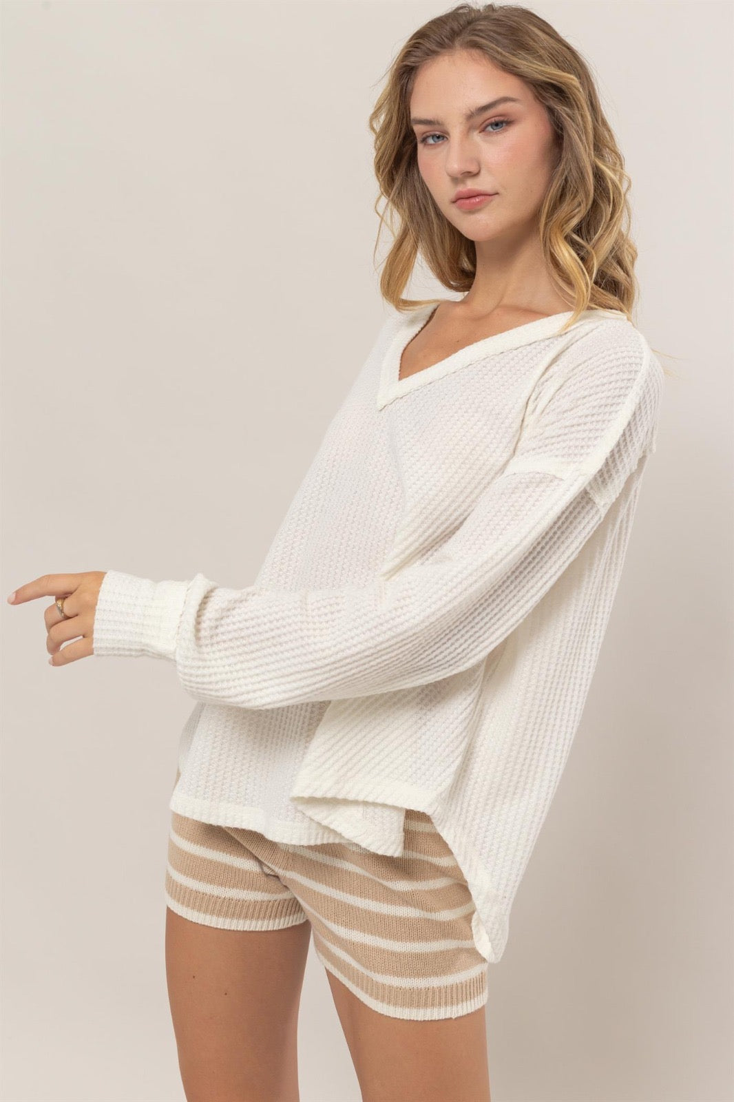 Relaxed Waffle Knit Top image 7