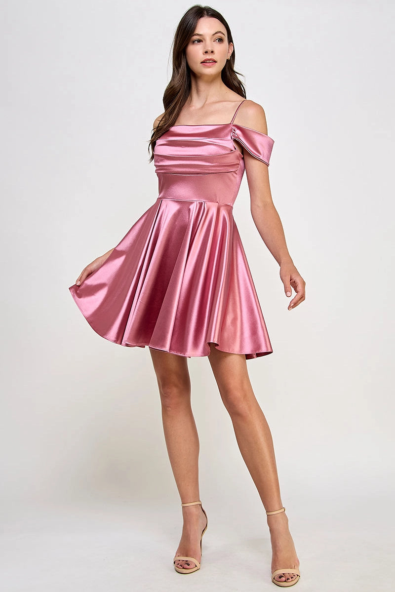 Shoulder Whisper Satin Mini Dress