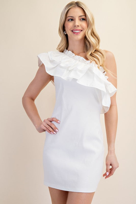 White Appeal One Shoulder Dress image 0