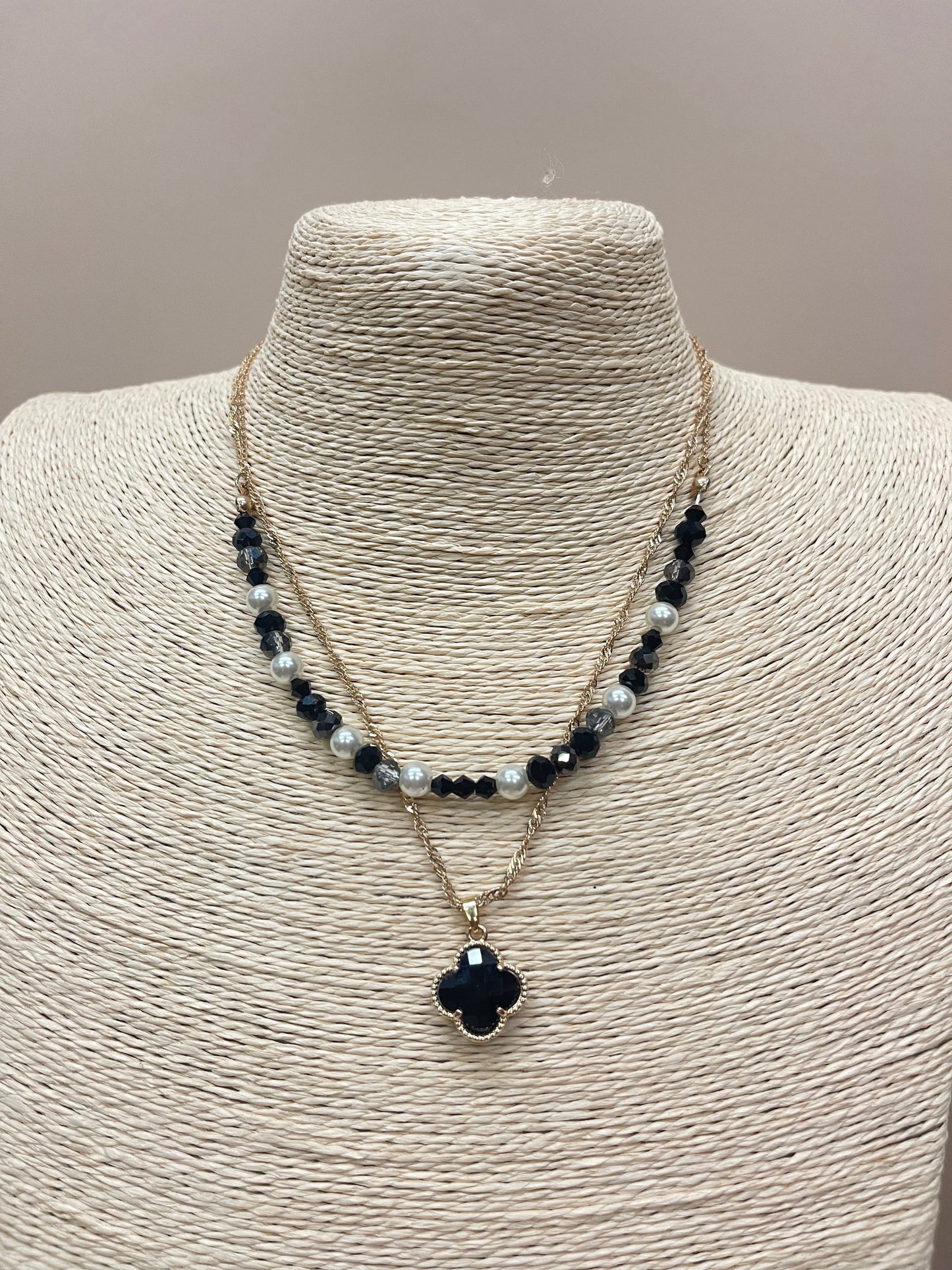 Pearl and Crystal Lucky Necklace image 3