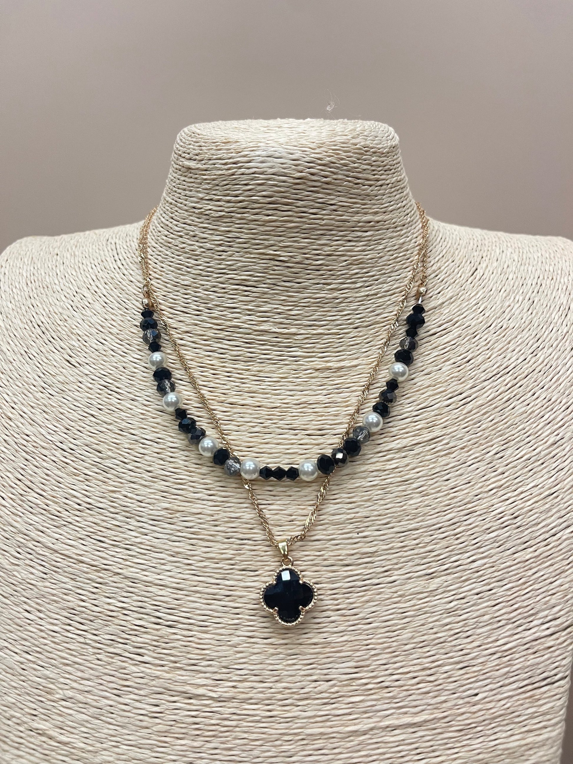 Pearl and Crystal Lucky Necklace image 3