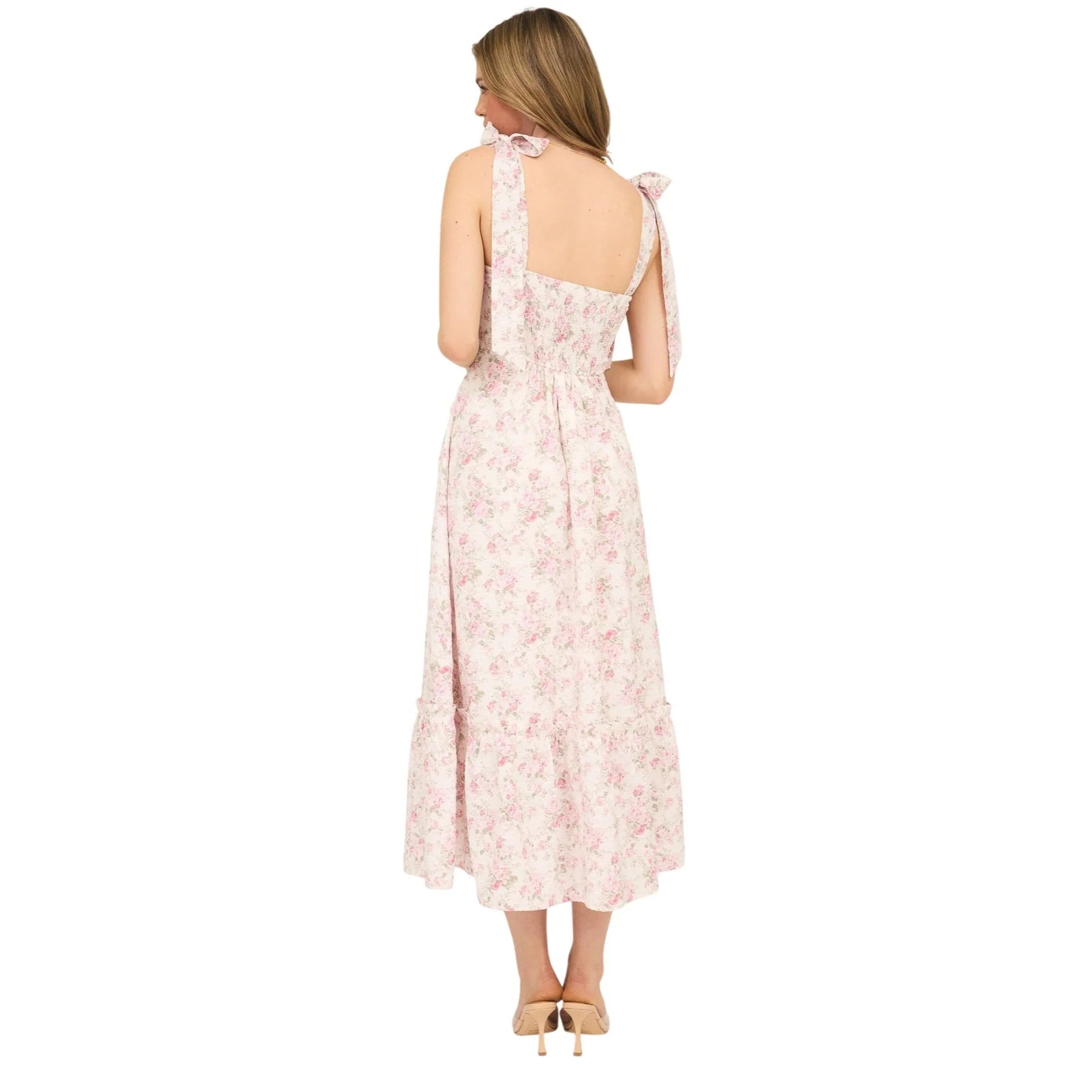 Pink Soft Floral Midi Dress image 2