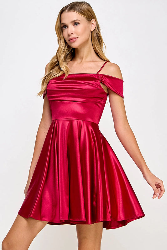 Shoulder Whisper Satin Mini Dress