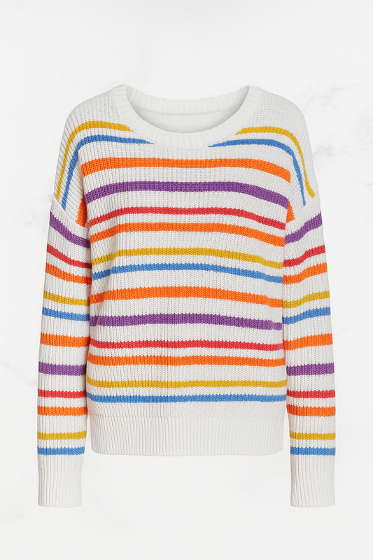 Colorful striped knit sweater