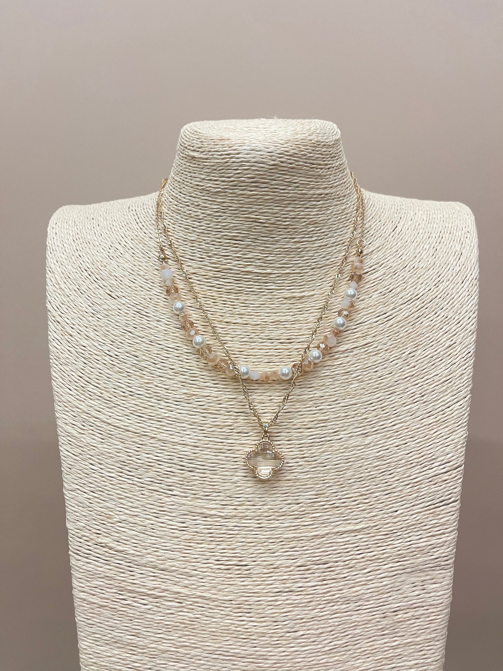 Pearl and Crystal Lucky Necklace image 1