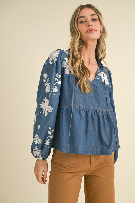 Denim’s Bloom Blouse image 0