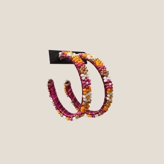 Flower Golden Hour Beaded Hoop Earrings image 0