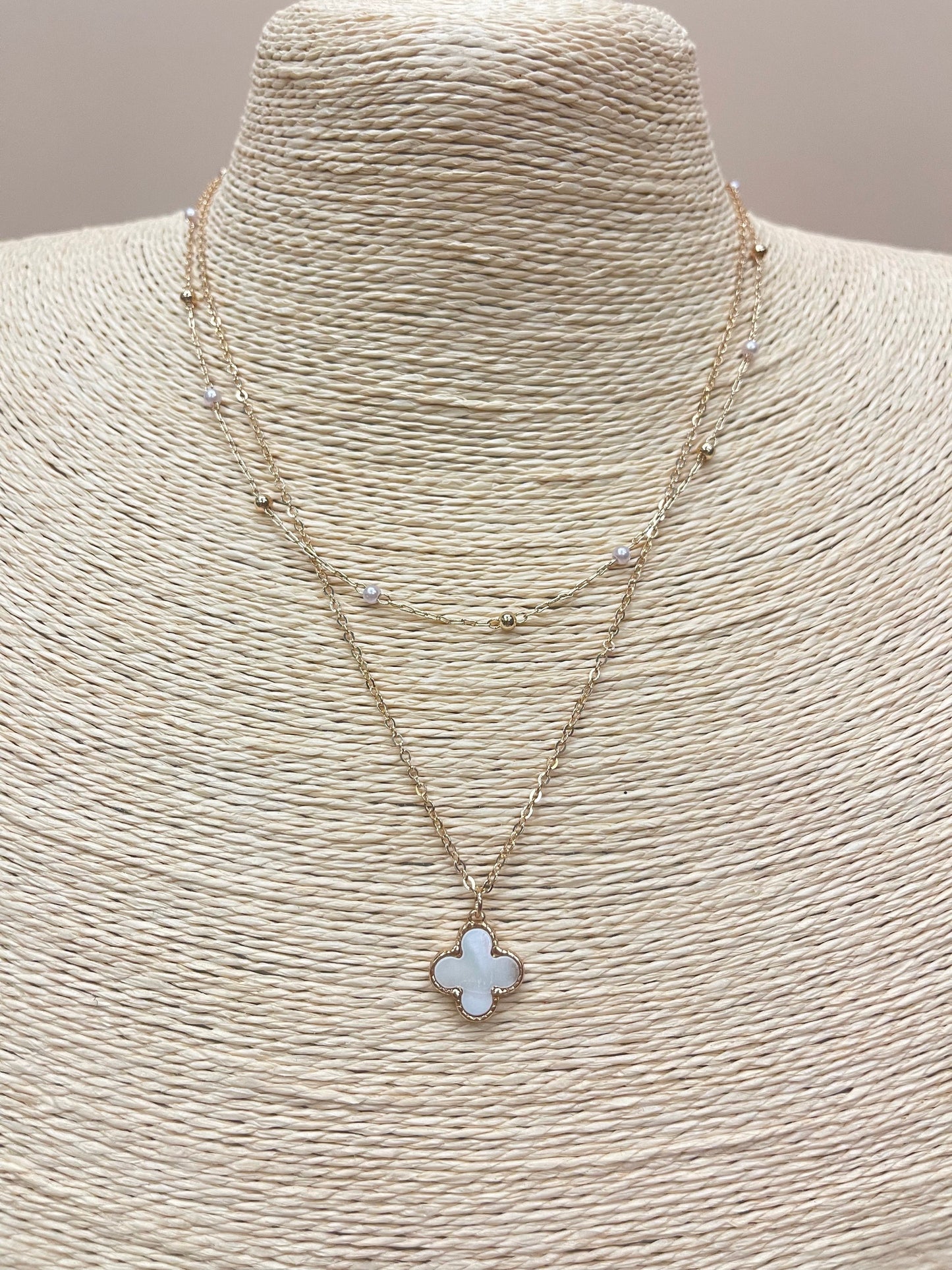 Mini Iridescent Clover Necklace image 0