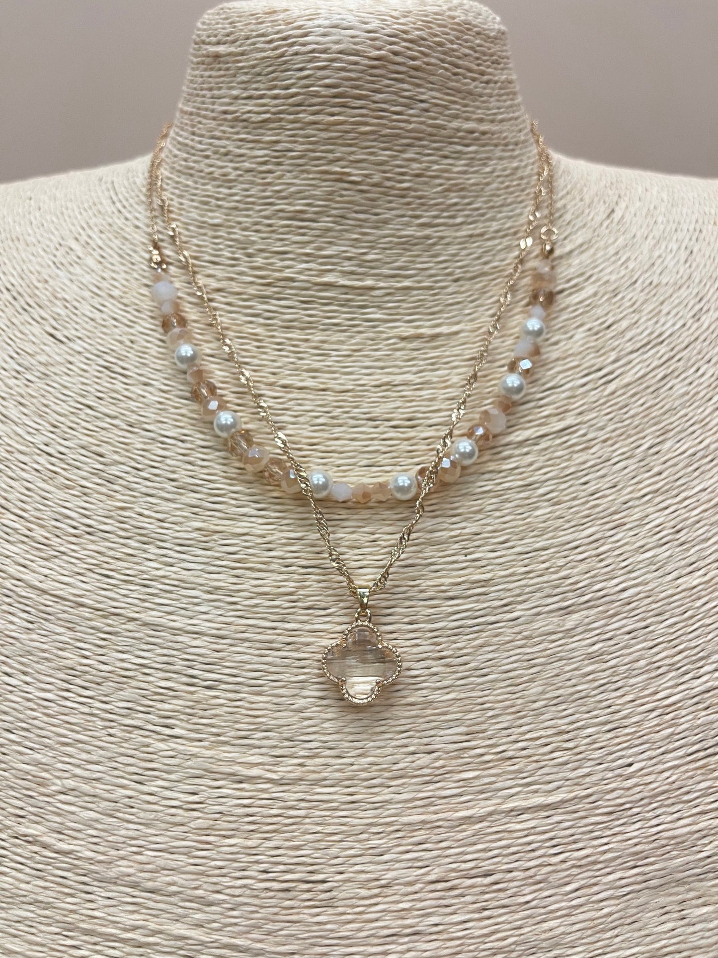 Pearl and Crystal Lucky Necklace image 2