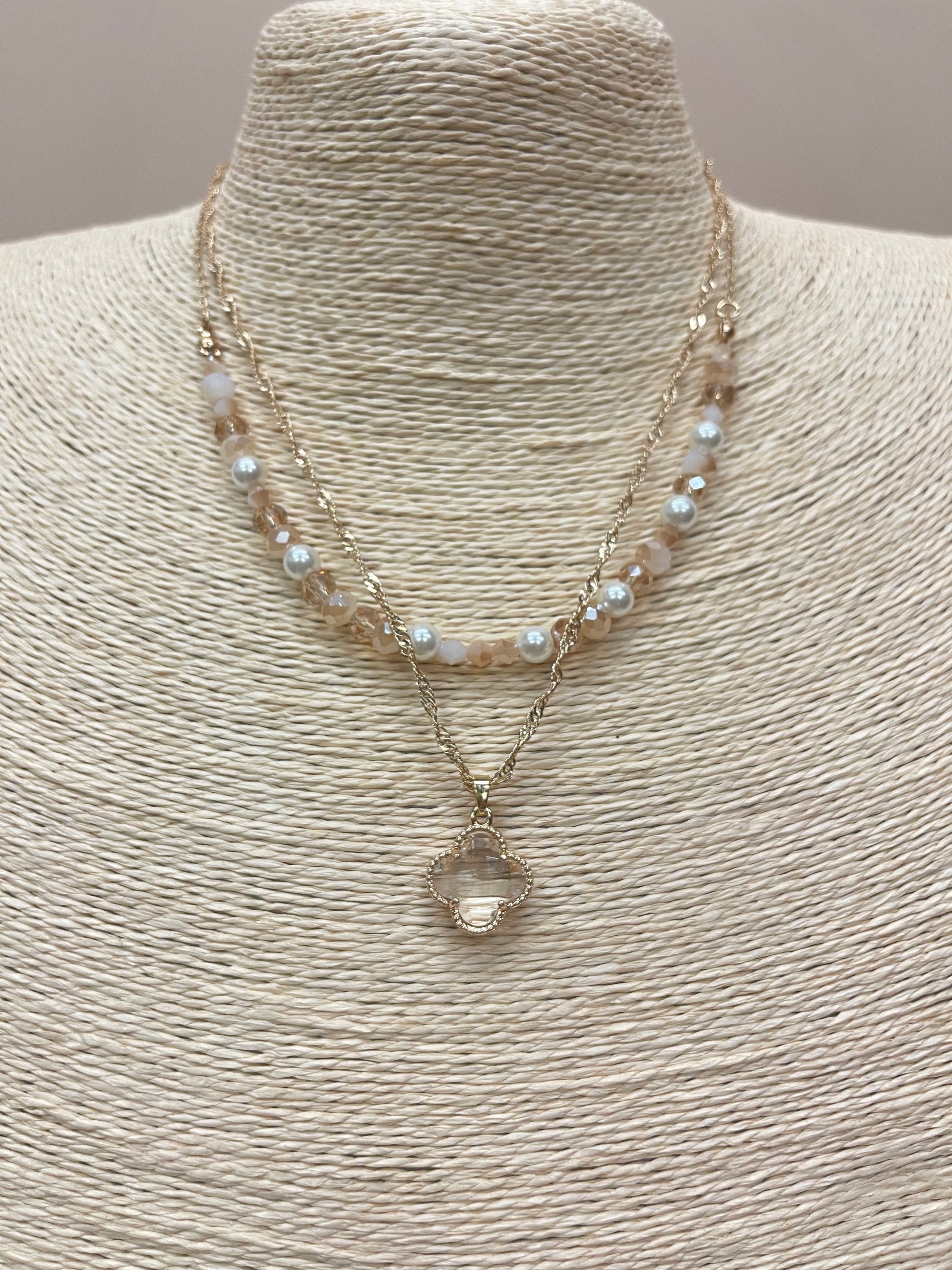 Pearl and Crystal Lucky Necklace image 2