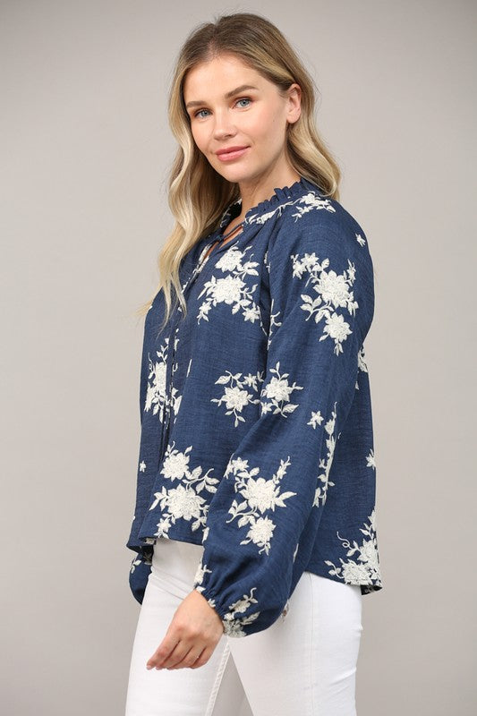 Navy Blossom Blouse image 2