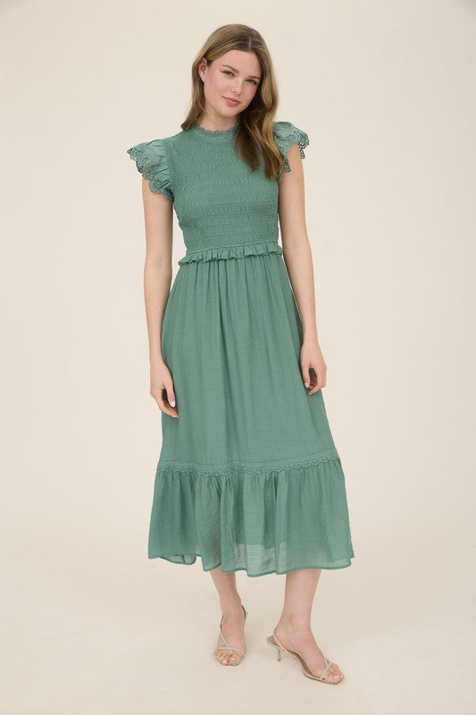 Pistachio Puff Midi Dress image 0