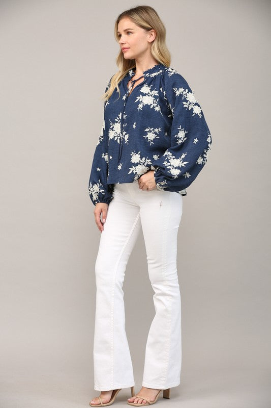 Navy Blossom Blouse image 6