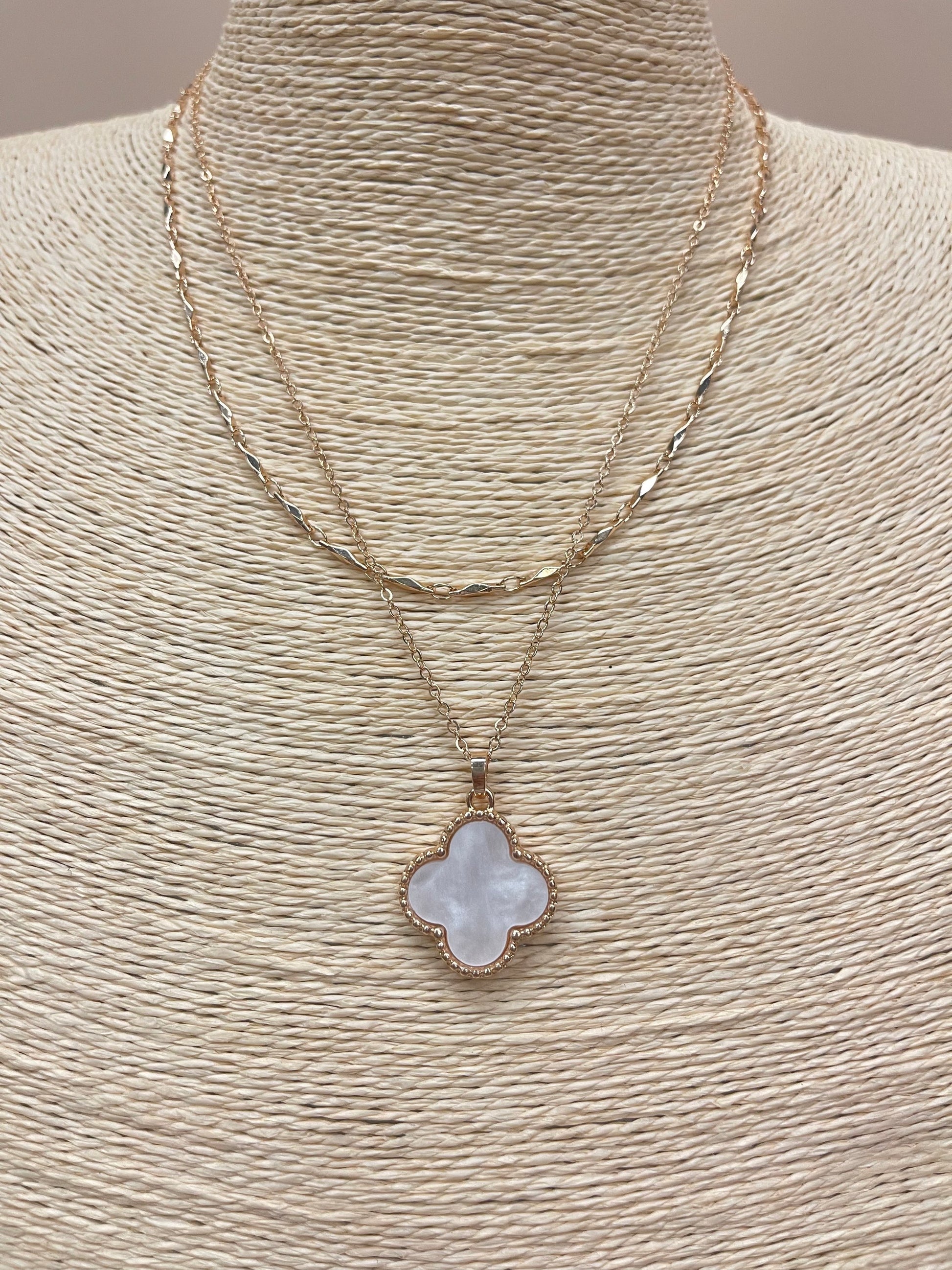 Mother of Pearl Clover Necklace  image 1